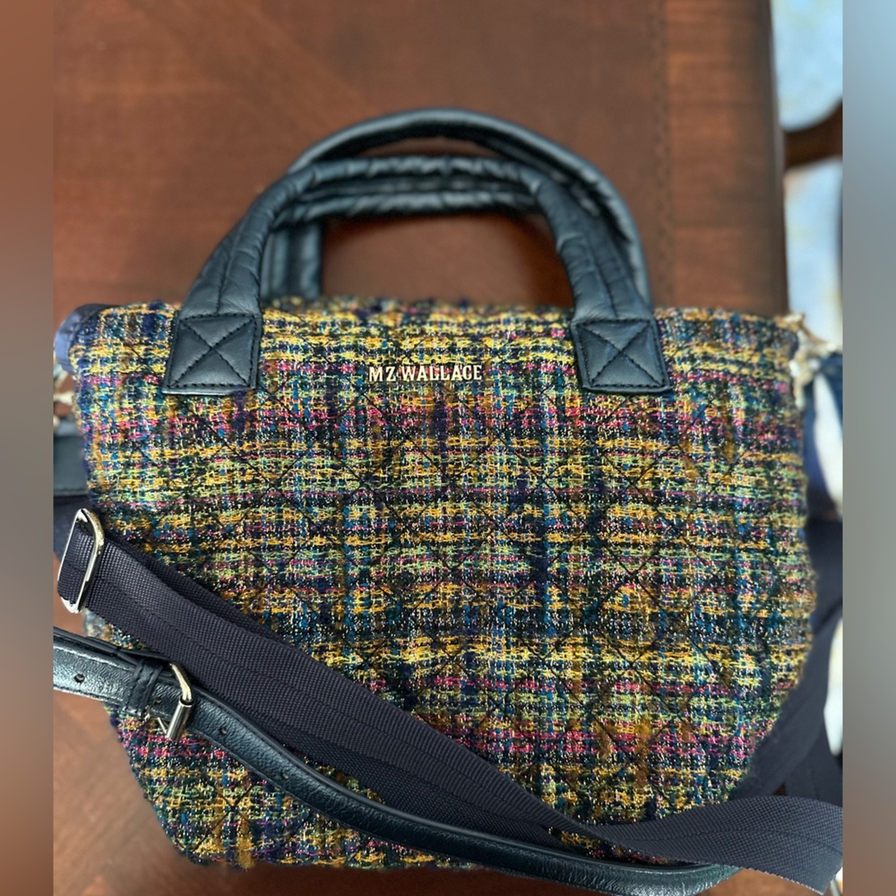 MZ Wallace The Metro Tote® Deluxe - Mini - Gold Multi Tweed Crossbody NWOT $258 - Picture 14 of 15